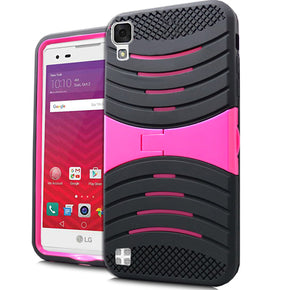 LG Tribute HD LS676 / X Style Armor Stand Case - Hot Pink