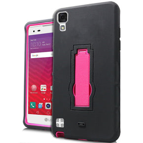 LG Tribute HD LS676 / X Style Tough Hybrid Stand Case - Hot Pink