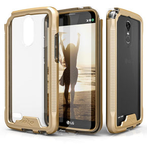 LG Stylo 3 / Stylo 3 Plus ION Series Hybrid Case with Tempered Glass - Gold / Clear