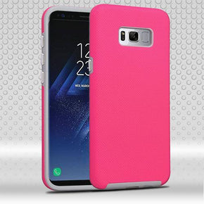 Samsung Galaxy S8 Plus Textured Dots Fusion Protector Cover - Electric Pink/Light Grey