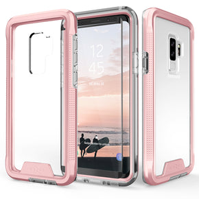 Samsung Galaxy S9 Plus ION Triple Layered Hybrid Case [with Tempered Glass] - Rose Gold / Clear