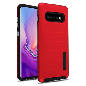 Samsung Galaxy S10 Plus Dotted Texture Hybrid Case - Red