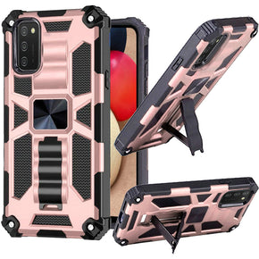 Samsung Galaxy A02s Machine Hybrid Case (with Magnetic Kickstand) - Rose Gold / Black