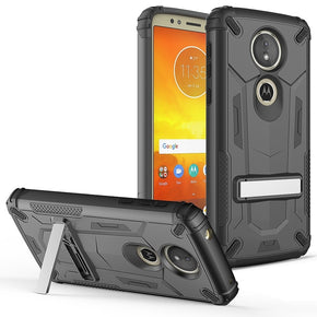 Motorola Moto E5 Plus / E5 Supra Transformer Cover w/ Kickstand - Black / Black
