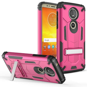 Motorola Moto E5 Plus / E5 Supra Transformer Cover w/ Kickstand - Hot Pink / Black