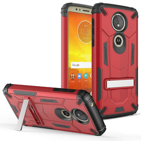 Motorola Moto E5 Plus / E5 Supra Transformer Cover w/ Kickstand - Red / Black