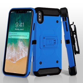 Apple iPhone XS Max 3-in-1 Kinetic Hybrid Protector Cover Combo (with Holster) - Blue / Black