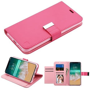 Apple iPhone XS Max PU Leather MyJacket Wallet Case w/ Extra Card Slots - Hot Pink/Pink