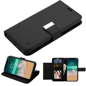 Apple iPhone XS Max PU Leather MyJacket Wallet w/ Extra Card Slots - Black/Black