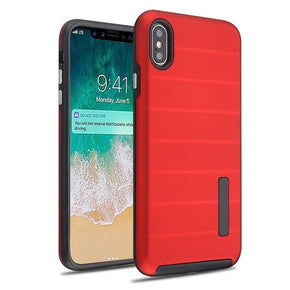 Apple iPhone XS Max Textured Dots Fusion Protector Cover - Red/Black