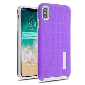 Apple iPhone XS Max Textured Dots Fusion Protector Cover - Purple/Light Grey