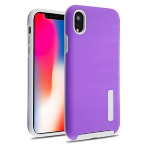 Apple iPhone XR Textured Dots Fusion Protector Cover - Purple/Light Grey