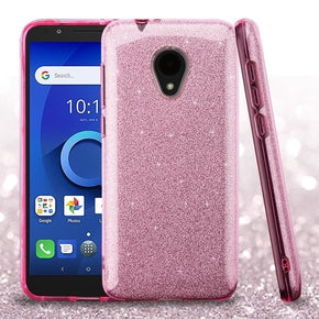 Alcatel 1X Evolve / Ideal Xtra Full Glitter Hybrid Protector Cover - Pink