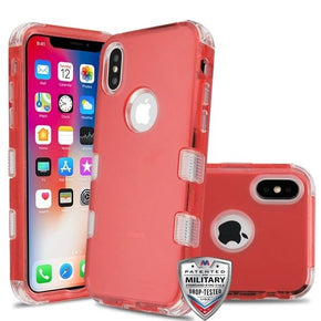Apple iPhone X / Xs TUFF Lucid Hybrid Protector Cover with Package - Transparent Red / Transparent Clear