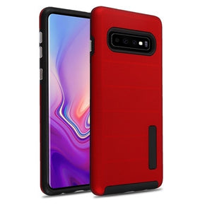 Samsung Galaxy S10 Textured Dots Fusion Protector Cover - Red/Black