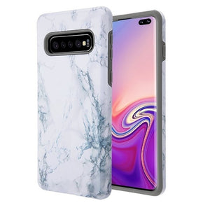 Samsung Galaxy S10 Plus Fuse Hybrid Protector Cover - White Marbling / Grey