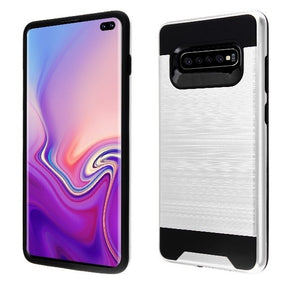 Samsung Galaxy S10 Plus Brushed Hybrid Protector Cover - Silver
