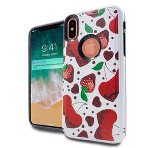 Apple iPhone XS/X Brushed 3D Image Hybrid Case - Strawberries
