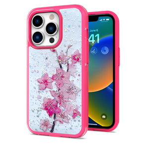 Apple iPhone 7/8/SE (2022)(2020) Floral Epoxy Glitter Colorful Frame Hybrid Case - E