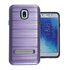 Samsung Galaxy J3 2018 Hybrid Brushed Metal Kickstand Case Cover