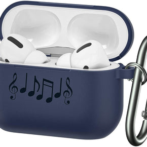 Apple AirPods Pro Engraved Music Notes Design Silicone Case (w/ Keychain)