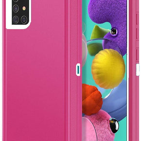 Samsung Galaxy A51 Heavy Duty Holster Combo Case -  Hot Pink / White