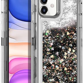 Apple iPhone 11 (6.1) Quicksand Glitter Heavy Duty Hybrid Case - Black