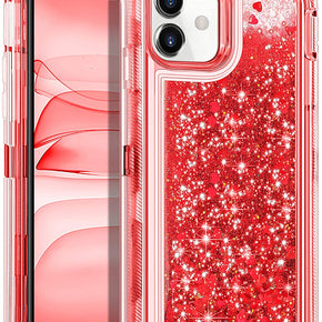 Apple iPhone 11 (6.1) Quicksand Glitter Heavy Duty Hybrid Case - Red