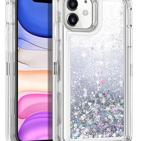 Apple iPhone 11 (6.1) Quicksand Glitter Heavy Duty Hybrid Case - Silver