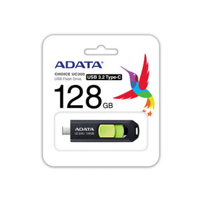 ADATA 128GB Type-C Retractable Flash Drive - Black / Green