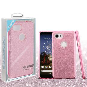 Google Pixel 3a Full Glitter Hybrid Protector Cover - Pink