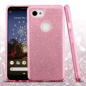 Google Pixel 3a XL Full Glitter Hybrid Protector Cover - Pink