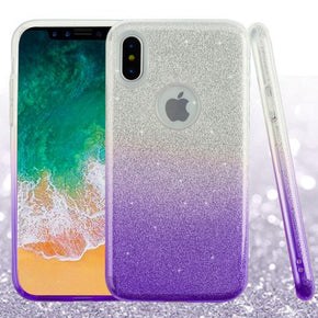 Apple iPhone XS/X Glitter Gradient Hybrid Protector Cover - Purple