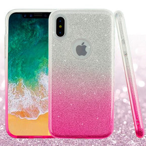 Apple iPhone XS/X Glitter Gradient Hybrid Protector Cover - Pink