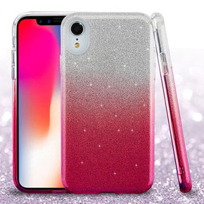 Apple iPhone XR Full Glitter Hybrid Protector Cover - Pink Gradient