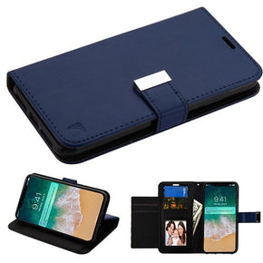 Apple iPhone XS Max PU Leather MyJacket Wallet Case w/ Extra Card Slots - Blue/Black