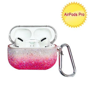 Apple AirPods Pro Gradient Glittering Shock Case (w/ Keychain) - Hot Pink