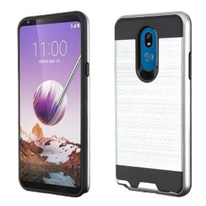 LG Stylo 5 Brushed Hybrid Protector Cover - Silver / Black