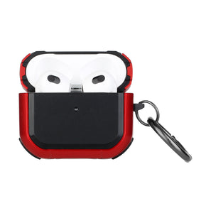 Apple AirPods 3 Protective Hybrid Case (w/ Keychain) - Black / Red