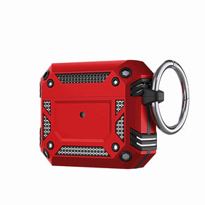 Apple AirPods 3 Machine Shockproof Hybrid Case (w/ Keychain) - Red