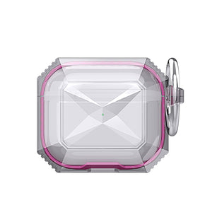Apple AirPods Pro Transparent Clear TPU with Colored Edges Case (w/ Keychain) - Hot Pink
