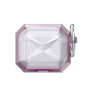 Apple AirPods Pro 2 Transparent Clear TPU with Colored Edges Case (w/ Keychain) - Hot Pink