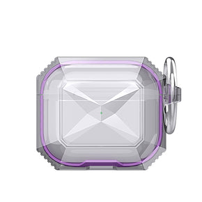 Apple AirPods Pro Transparent Clear TPU with Colored Edges Case (w/ Keychain) - Purple