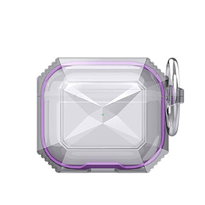 Apple AirPods Pro 2 Transparent Clear TPU with Colored Edges Case (w/ Keychain) - Purple