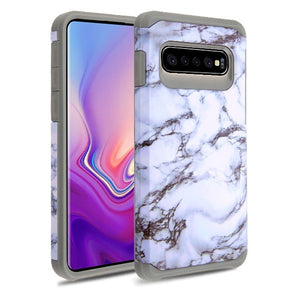 Samsung Galaxy S10 Plus Astronoot Hybrid Protector Cover - White Marbling / Grey