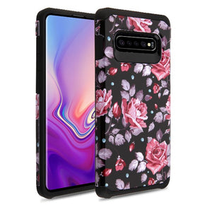 Samsung Galaxy S10 Plus Astronoot Hybrid Protector Cover - Pink White Roses / Black