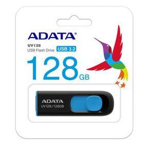 ADATA 128GB USB Retractable Flash Drive - Black / Blue