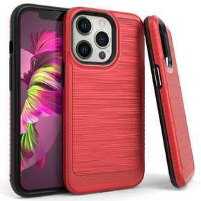 Apple iPhone 13 Pro (6.1) Brushed Metal Hybrid Case - Red