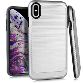 Apple iPhone XS Max Slim Hybrid Brushed Case - Silver