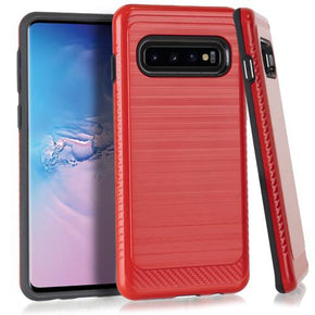 Samsung Galaxy S10 Plus Brushed Metal Case - Red